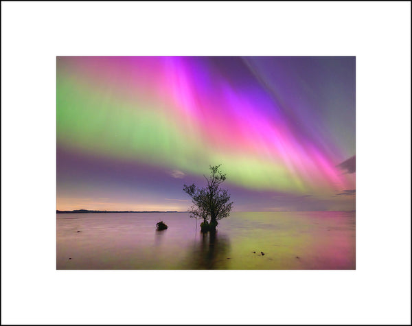 The Northern Lights or Aurora over beautiful Lough Neagh in County Antrim by John Taggart landscape Photographer
