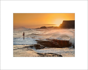 Sunrise and waves at Ballintoy County Antrim by Irish Landscape Artist John Taggart