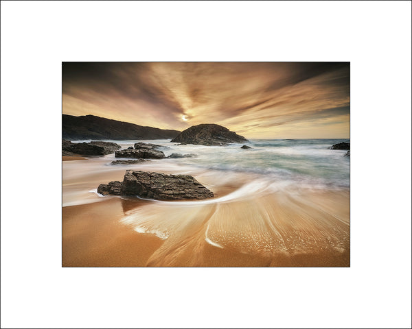 Evening light at Boyeeghter Bay, aka the mysterious Murder Hole Beach, Rosguill County Donegal. Ireland by John Taggart Landscapes