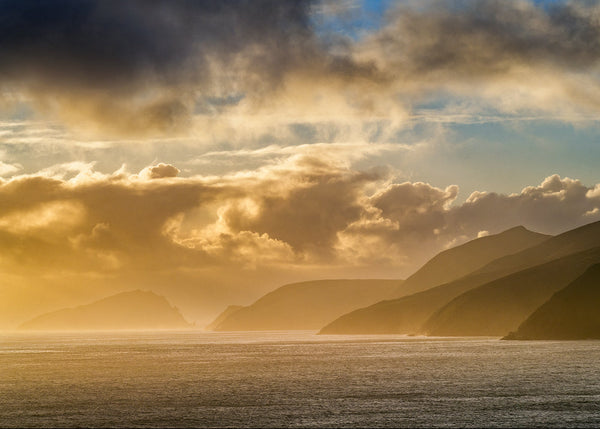 Golden light over Coumeenoole Beach Dingle Peninsula County Kerry along the Wild Atlantic Way