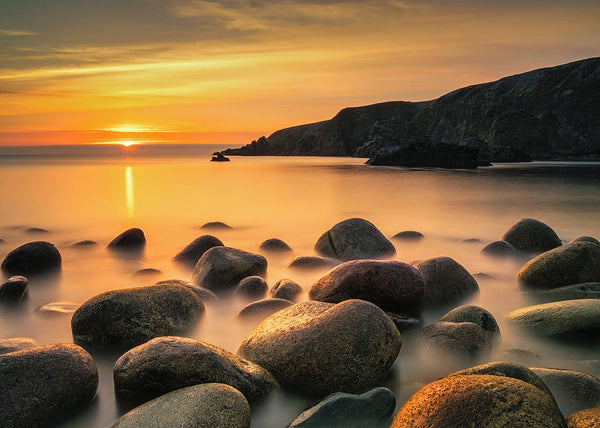 Croc Fola Donegal sunset with lone tree silhouette overlooking Atlantic coast Irish landscape photography John Taggart