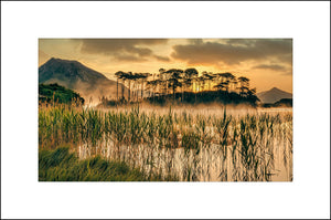 Morning Mist At Derryclare Lough on the entrance to the Inagh Valley in Connemara, County Galway by John Taggart Landscapes