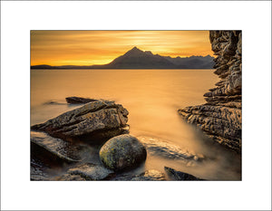 Sunset at Elgol on the Isle Of Skye looking onto the Black Cuillin mountain range by John Taggart Landscapes 