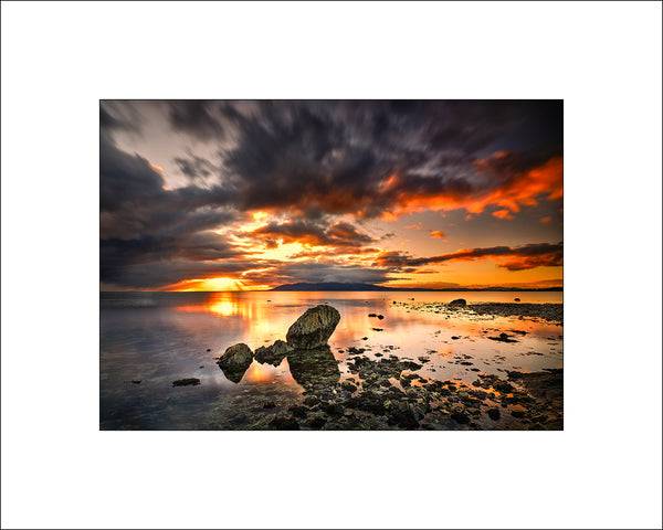 Winter Sunset from Rossglass across Dundrum Bay to the Mountains of Mourne in County Down Ireland by John Taggart Landscape Photography