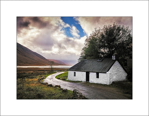 The little cottage at the head of Loch Etive, Glen Etive Highlands of Scotland by John Taggart Landscapes