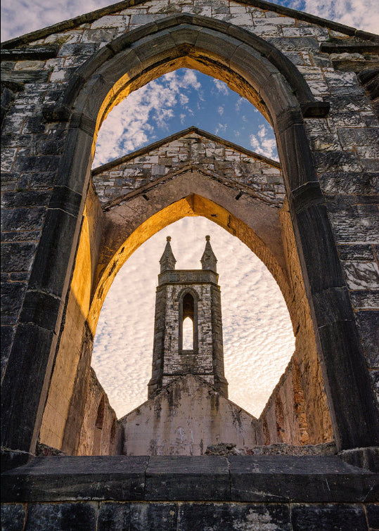Poison Glen church ruins Donegal Ireland framed stone arch historic Irish landscape photography print