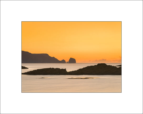 Sunset from beautiful Rosbeg on the west coast of County Donegal looking onto the distance sea stacks on the Wild Atlantic Way by John Taggart Landscapes.