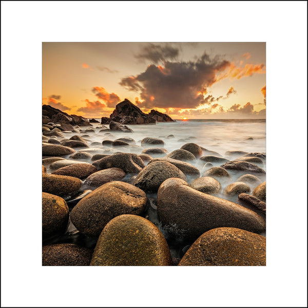 Sunset among the rocks at Cnoc Fola "Bloody Foreland" in Donegal by John Taggart Landscapes