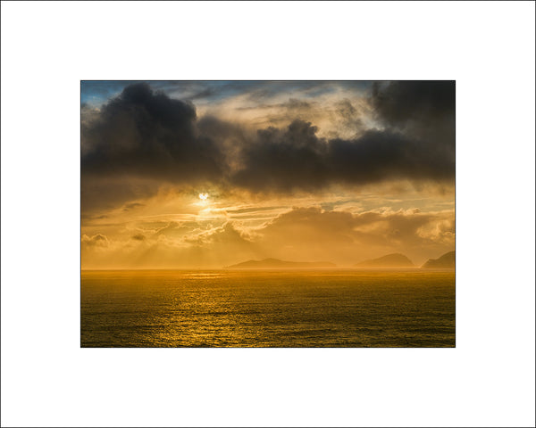 The Blasket Islands during a stormy sunset on the Dingle Peninsula County Kerry by Irish Landscape Photographer John Taggart