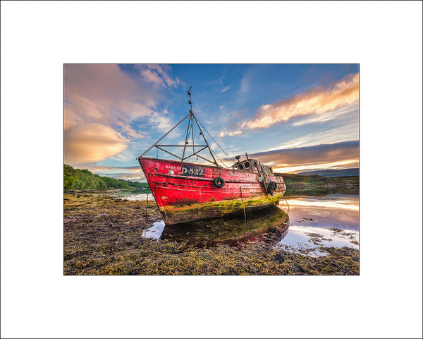 The old boat Sabrina at Mulroy Bay in County Donegal by Irish Landscape Photographer John Taggart