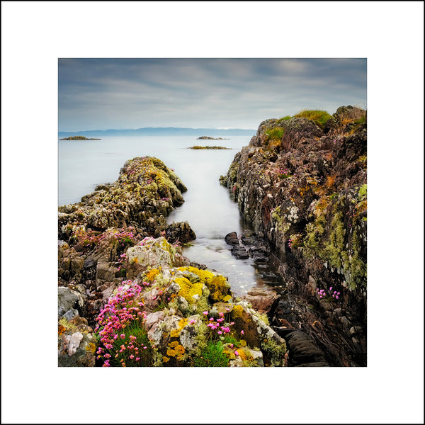 Rock and Atlantic in beautiful morning light at Camnsdarach, Highlands of Scotland by John Taggart Landscapes