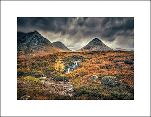 Moody autumn light at Buachaille Etive Moor in the highlands of Scotland by John Taggart Landscapes