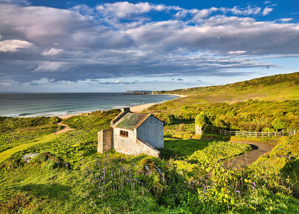 Whitepark Bay cottage County Antrim coastal landscape Ireland