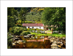 Glenmalure Cottage reflected in Co Wicklow ireland by John Taggart Landscapes