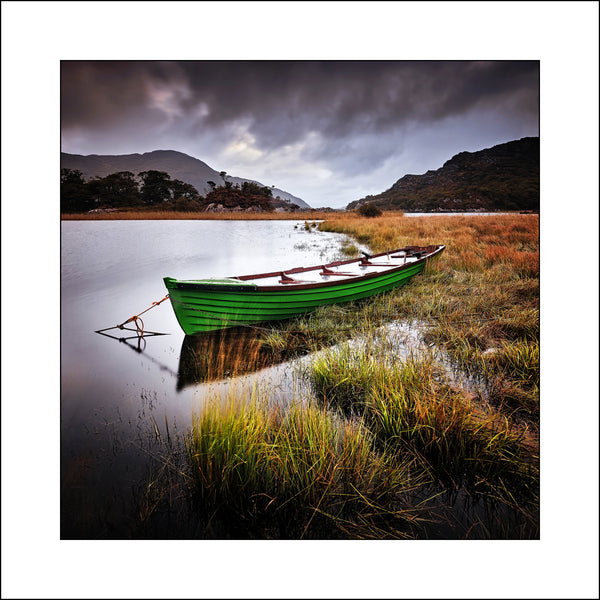 A little boat on Killarneys Lakes Ireland by Irish Fine Art Landscape Photographer John Taggart