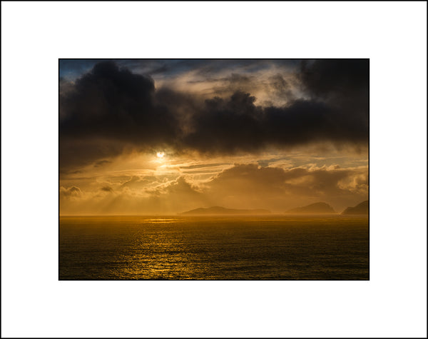 The Blasket Islands during a stormy sunset on the Dingle Peninsula Co Kerry Ireland by Irish Landscape Photographer John Taggart